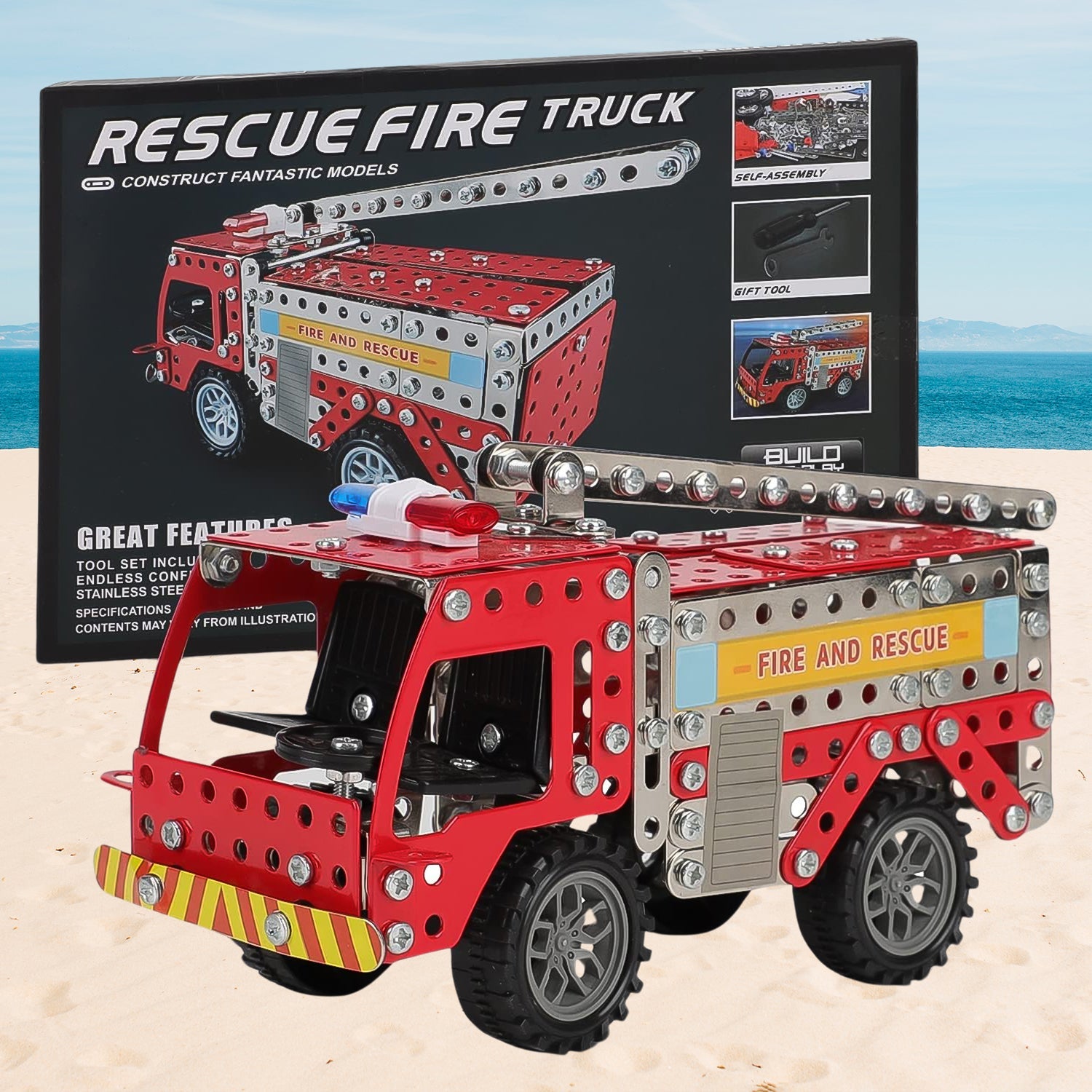 Metal DIY Fire Truck Building Blocks for Kids Metal DIY Fire Truck Building Blocks for Kids